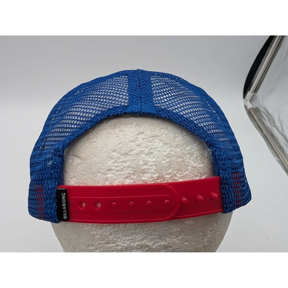 Billabong Kids Trucker Hat Red White Blue Stars Stripes Logo Snapback Mesh Cap
